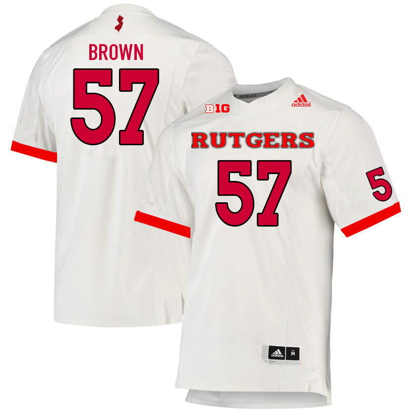 Men #57 Ireland Brown Rutgers Scarlet Knights College Football Jerseys Sale-White - Click Image to Close